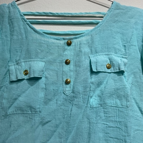 Pearl Size S Lightweight Shirt Blouse Teal Color Back String Design - Picture 8 of 8